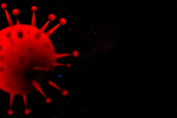 Banner coronavirus virus outbreak and coronaviruses influenza on black red background with copy space