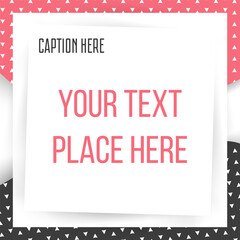 Paper square sticker on abstract shapes background. Social media post template. Geometric shapes vector illustration