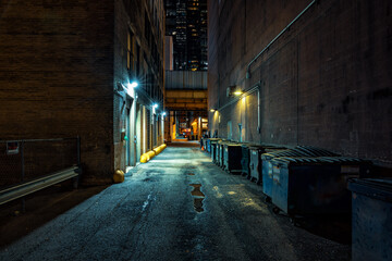Fototapeta na wymiar alley at night in Chicago
