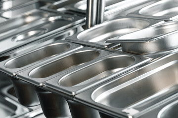 Industrial kitchen metal trays for buffet catering