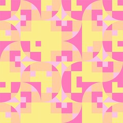 Beautiful of Colorful Geometric Pattern Square and Semi- Circle, Repeated, Abstract, Illustrator Pattern Wallpaper. Image for Printing on Paper, Wallpaper or Background, Covers, Fabrics