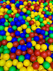 Fototapeta na wymiar background of blue green red yellow colored spheres into a pool of balls