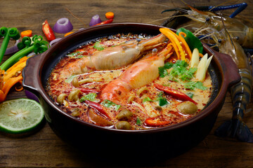 Tom Yum Goong Thai Sour & Spicy coconut milk Soup with Shrimps