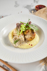 Chicken roll with mashed potato