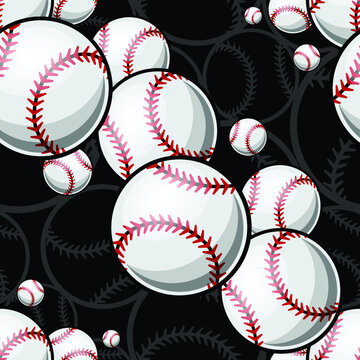 Baseball softball ball seamless pattern vector art graphics