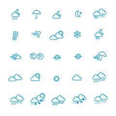 Weather forecast - outline web icon set, thin line icons collection.