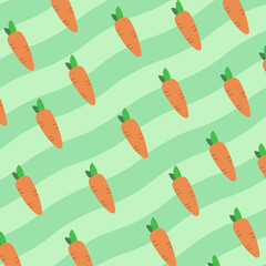 Pattern Carrots With Green Background	