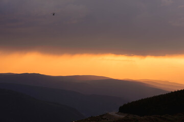 sunset over the mountains
