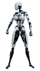 3D Rendering Female Robot on White