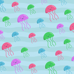 Pattern Cute Jellyfish Sea Summer	