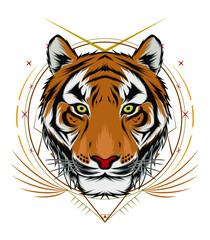 Tiger vector art with ornament background.