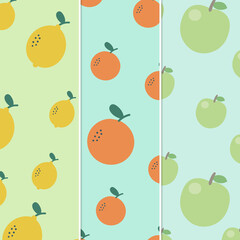 pattern fruit apple orange and lemon background	