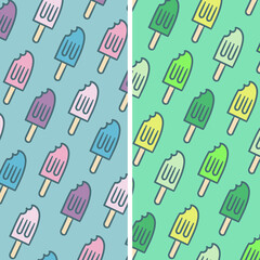 Pattern Ice Cream Summer Blue and Green Background	