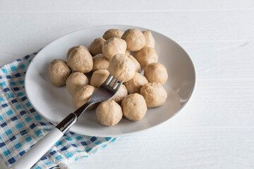 Meatballs on a plate on the table