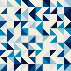 Seamless blue triangle pattern. Vector background. Geometric abstract texture