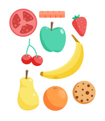 Healthy snack kit for lunchbox isolated on white background