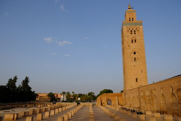 Obraz premium Morocco Marrakesh - Koutoubia Mosque panoramic view at sunset