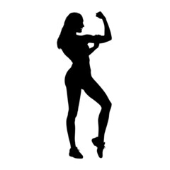 Fototapeta na wymiar Silhouette Of Fitness Women
