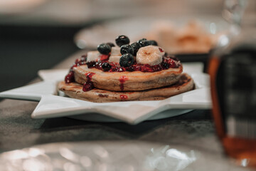 Plating up christmassy pancakes