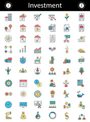Return on Investment Icons Set, Investment Type Collection Design, Business Capitalism and Finance Color Line Vector, Financier and investors Concept, 