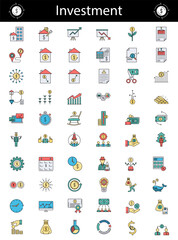Fototapeta premium Return on Investment Icons Set, Investment Type Collection Design, Business Capitalism and Finance Color Line Vector, Financier and investors Concept, 