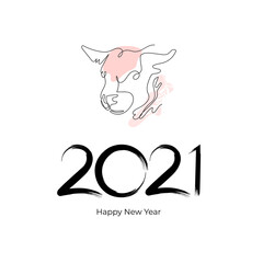 Vector image of a bull. The symbol of 2021. Eastern horoscope.