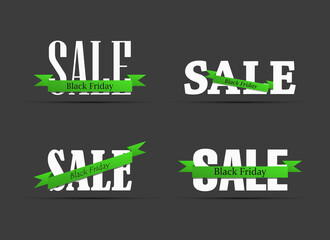 Black Friday Sale calligraphy banner. Hand written letters Black Friday Sale poster. Advertising Design illustration. Four straight arrow ribbon banner Black Friday Sale