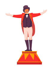 Circus ceremony master on pedestal on white background © studioworkstock