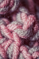 Texture of hand-knitted wool close-up