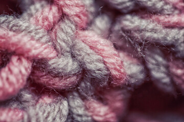 Texture of hand-knitted wool close-up