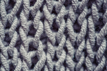 Texture of hand-knitted wool close-up