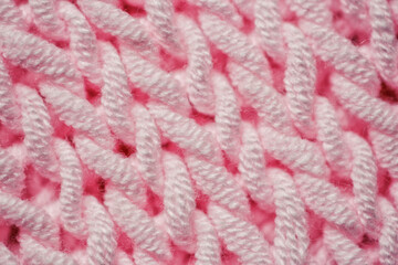 Texture of hand-knitted wool close-up