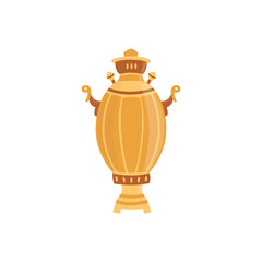 Big russian samovar teapot cartoon icon, flat vector illustration isolated.