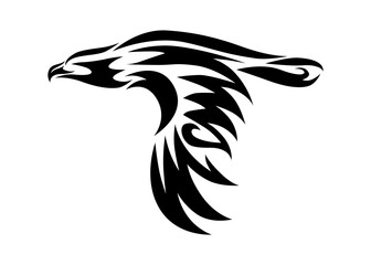 Black vector symbol of eagle that is flying.	