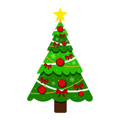 Christmas tree on white background for holiday xmas and new year.