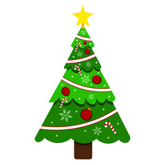 Christmas tree on white background for holiday xmas and new year.