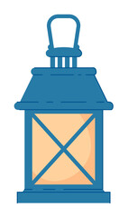 Burning vintage hand lantern isolated on white background