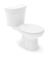 Three-dimensional realistic restroom ceramic toilet isolated