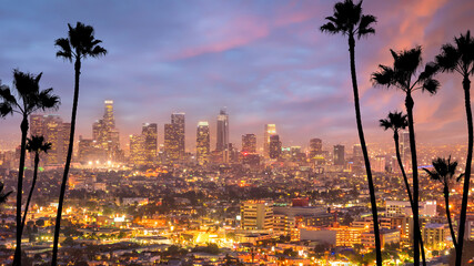 Los Angeles downtown skyline cityscape in CA