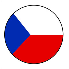 Czech Republic Flag circle Button on white background for European concepts.