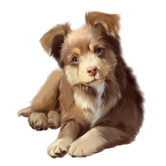 A red shaggy bordercolli is lying on the floor