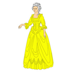 Fototapeta premium Beautiful court lady. Heraldry. Hand drawn vector illustration Isolated on white.