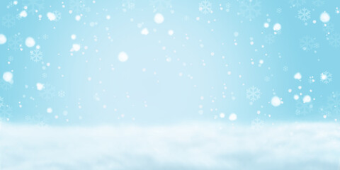 Winter and Christmas background with snowflakes.