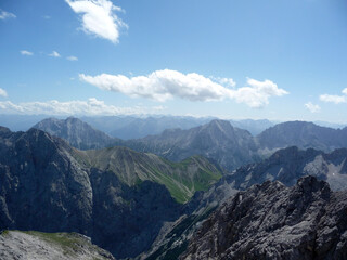 Mountain view of famous climbing route from Jubilaumsgrat to Zugspitze mountain, Germany