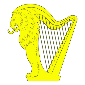 Harp-lion. Heraldry. Hand drawn Isolated on white vector illustration.