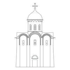 Old Russian Church. Heraldry. Hand drawn vector illustration isolated on white.