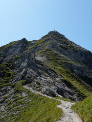 Summit cross Schottelkarspitze mountain, Bavaria, Germany