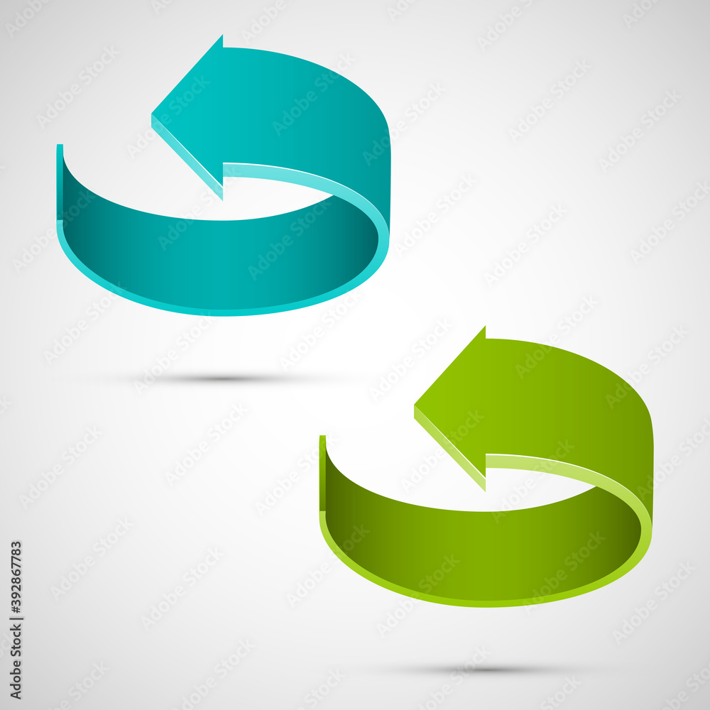 Poster Round arrow banners set. Direct circle shape. 3d Abstract arrow background. Business infographic presentation diagram. Section compare service trend. Paper arrows index. Exact pointer banner