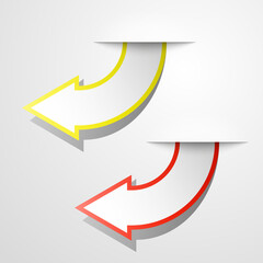 Round arrow banners set. Direct circle shape. 3d Abstract arrow background. Business infographic presentation diagram. Section compare service trend. Paper arrows index. Exact pointer banner