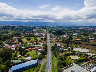 Highway to the city with the forest in the background